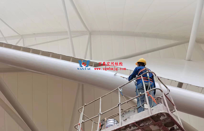 陜西定邊馬蓮灘沙漠公園鋼膜結(jié)構(gòu)工程“奮力快跑”，工程“進(jìn)度條”刷新了!