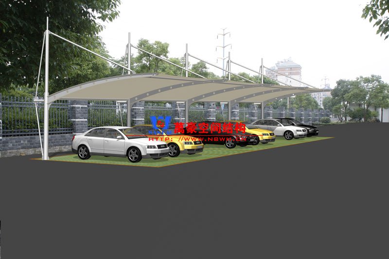 單側(cè)斜拉型膜結(jié)構(gòu)車(chē)棚