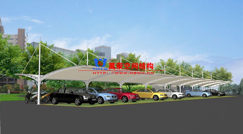 雙側(cè)斜拉型（也叫T字型）膜結(jié)構(gòu)車(chē)棚